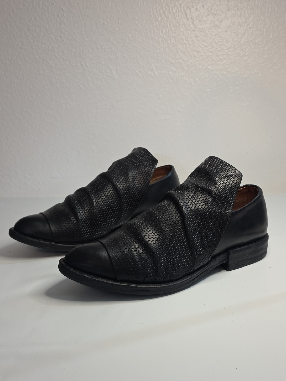 A.S. 98 Cicle Leather Loafer Oxfords Black Size 39 Cap Toe